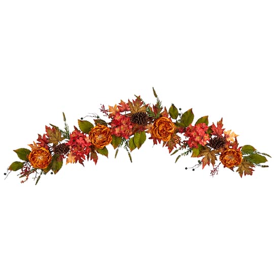 6ft. Fall Ranunculus, Hydrangea &#x26; Berries Autumn Garland